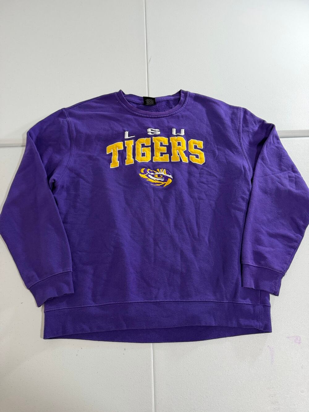 Colosseum LSU Tigers Crewneck Sweatshirt Purple Embroidered Sz XL